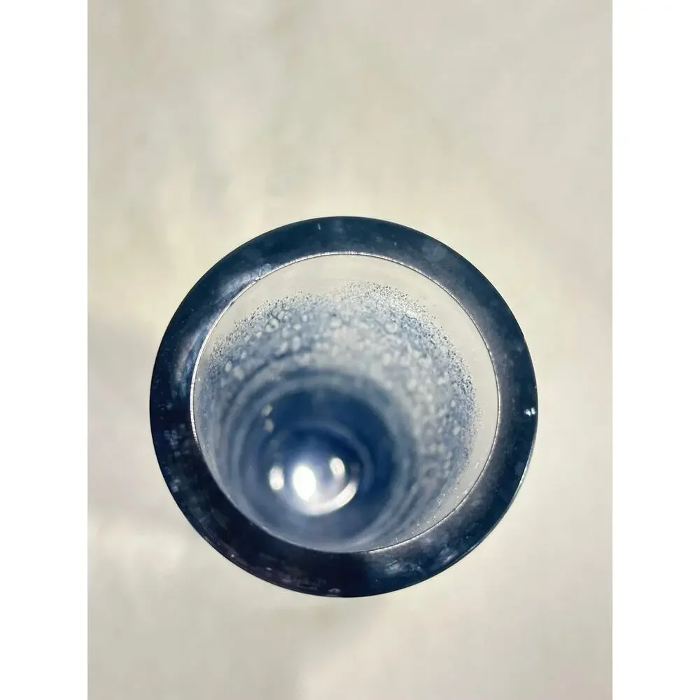 Vtg. MCM Blue Controlled Bubble Art Glass Cylinder Vase 10